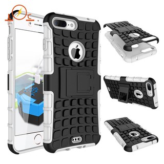 👉 iPhone 7 8 Plus Case Armor Tire Texture Anti-fall Cover With Stand Holder