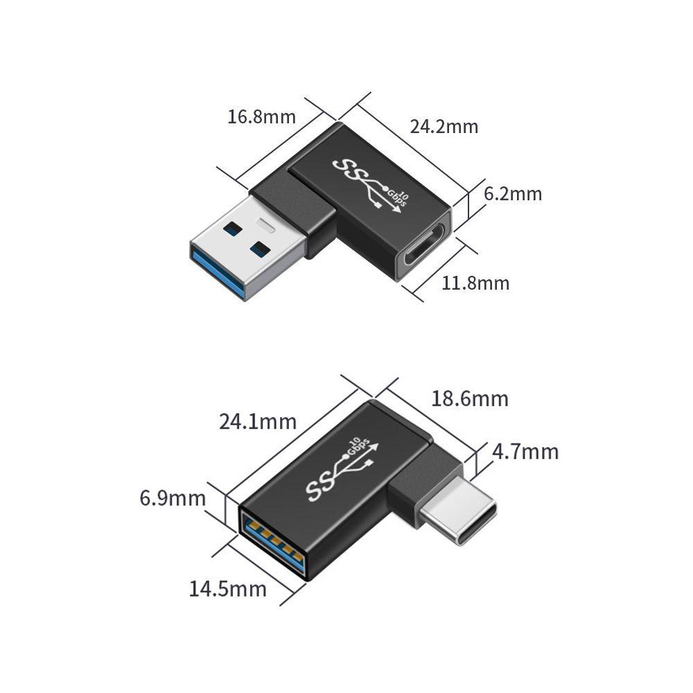 Đầu Chuyển Đổi USB 3.0 Sang Type C OTG 10Gbps 90 Độ 10Gbps Bằng Nhôm