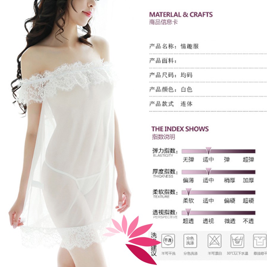 Váy ngủ ren trễ vai gợi cảm tặng bộ đồ lót 60k - AN17