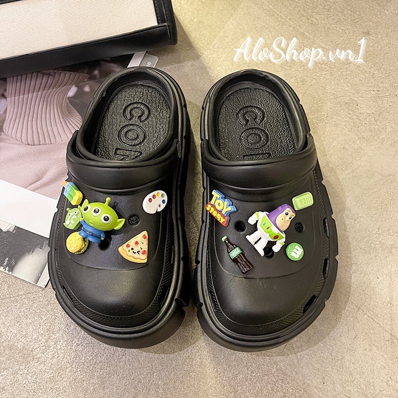 Dép Cross kèm charm đế cao 6cm siêu dễ thương cực êm chân hot 2022