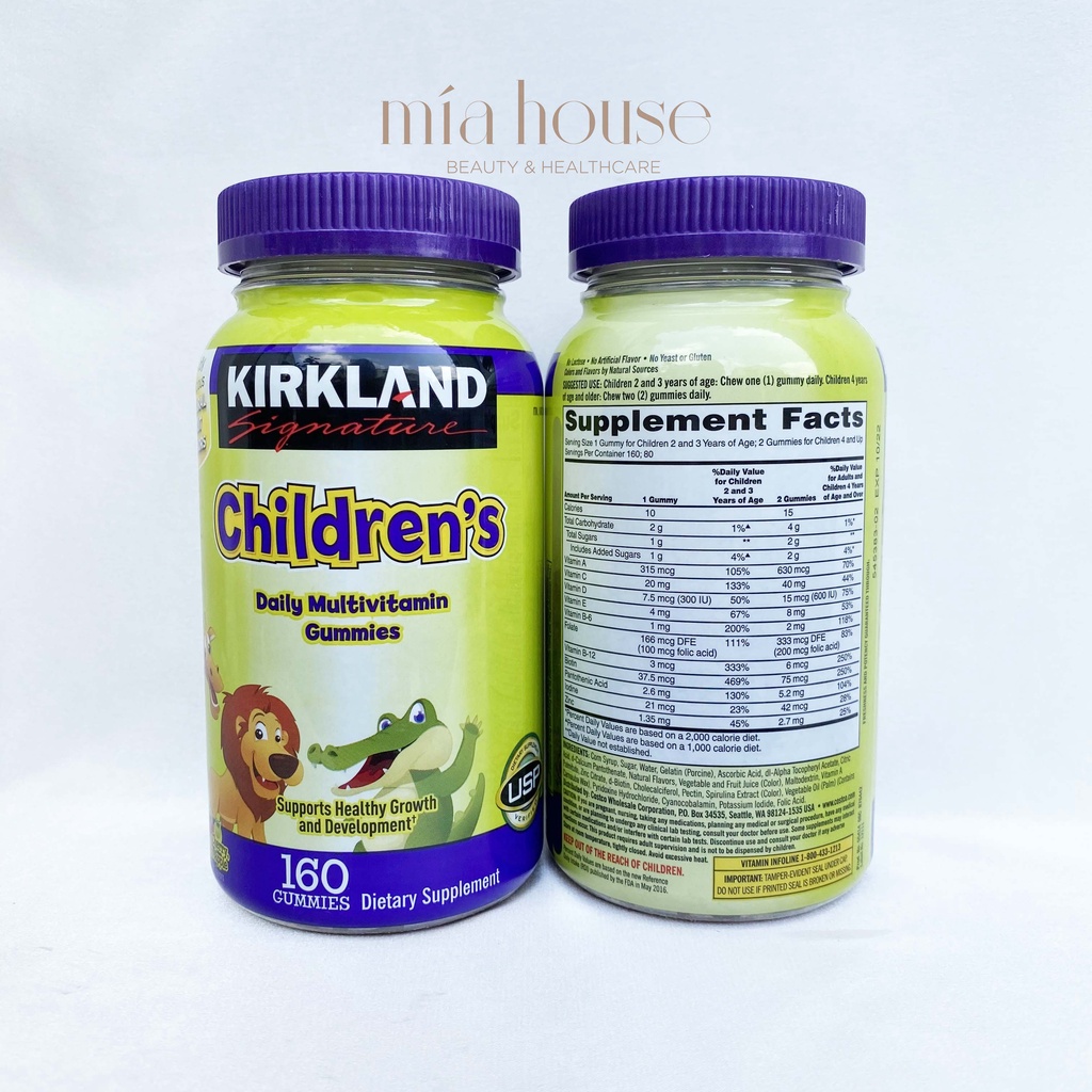 [ Date 1-2/2023] Kẹo dẻo bổ sung vitamin cho trẻ em Kirkland Children’s Complete Multivitamin 160 viên Mỹ