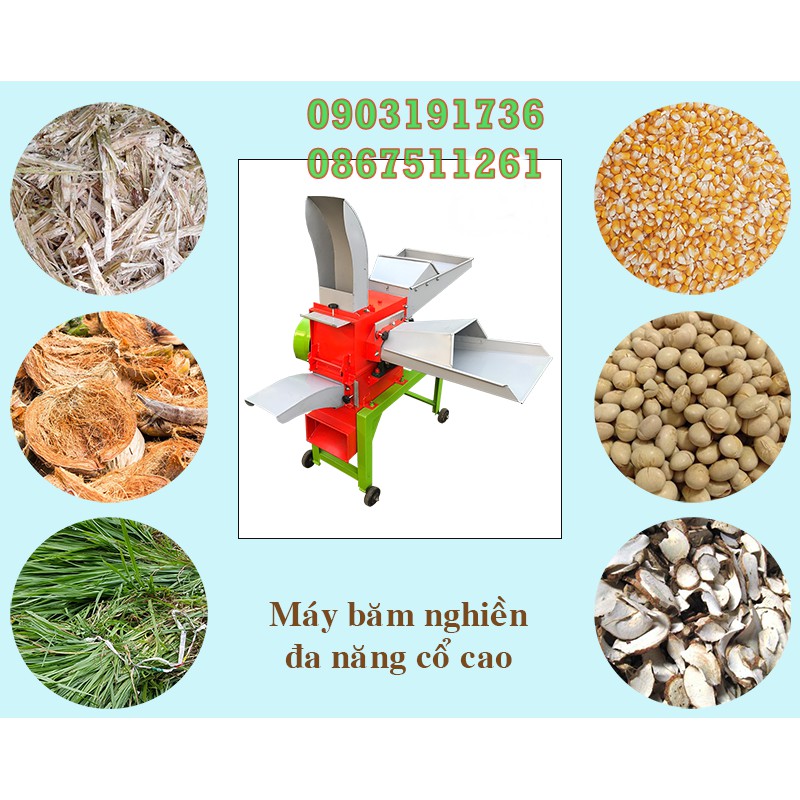 Máy băm nghiền đa năng cổ cao BNSV02 công suất 3kw, máy băm nghiền xơ dừa, bã mía Giá cực Rẻ