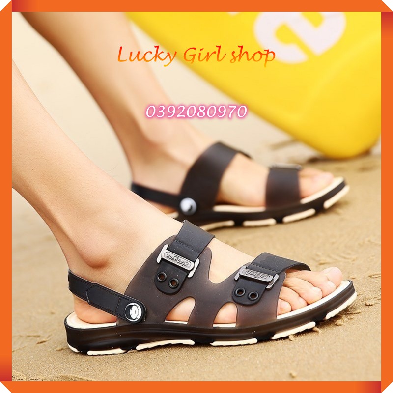 Giày Sandal Nhựa Nam/ Dép Nam Quai Hậu Hở Mũi PVC Siêu Nhẹ Siêu Êm Chống Thấm Nước Size 40-44 - Lucky Girl shop