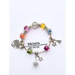 Vòng tay ưu linh ngũ sắc mix charm hợp kim