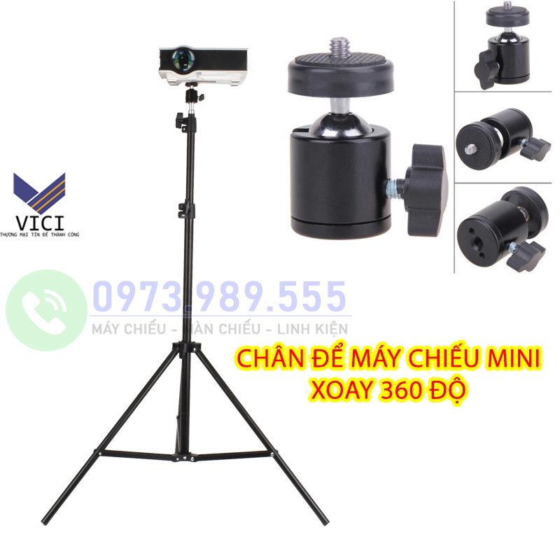 Giá đỡ máy chiếu mini xoay 360 độ hàng chắc chắn. Chịu tải máy đến 3kg. Cao 2M tiêu chuẩn