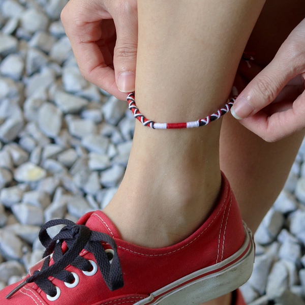 Vòng Chân/Vòng Tay TX's Handmade Circle Tông Đỏ - Phong Cách Vintage Cho Nam/Nữ - Nguyệt Huyết