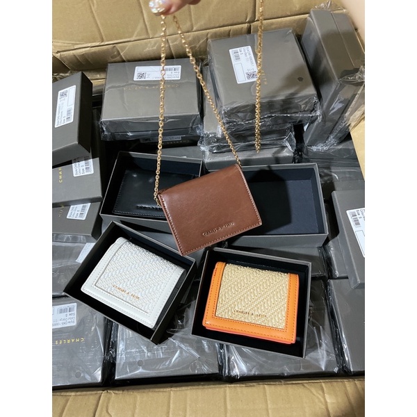 Ví cê ca kèm dây đeo chéo các bản chất da trơn + dạ + cói đan  kèm hộp 0995-1