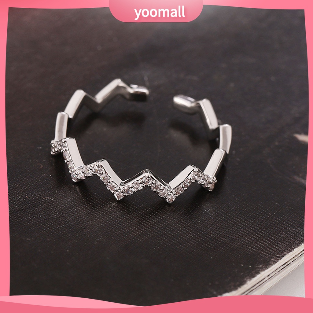 Yomall♡ Nhẫn Hình Gợn Sóng Bằng Hợp Kim Có Thể Điều Chỉnh Kích Thước
