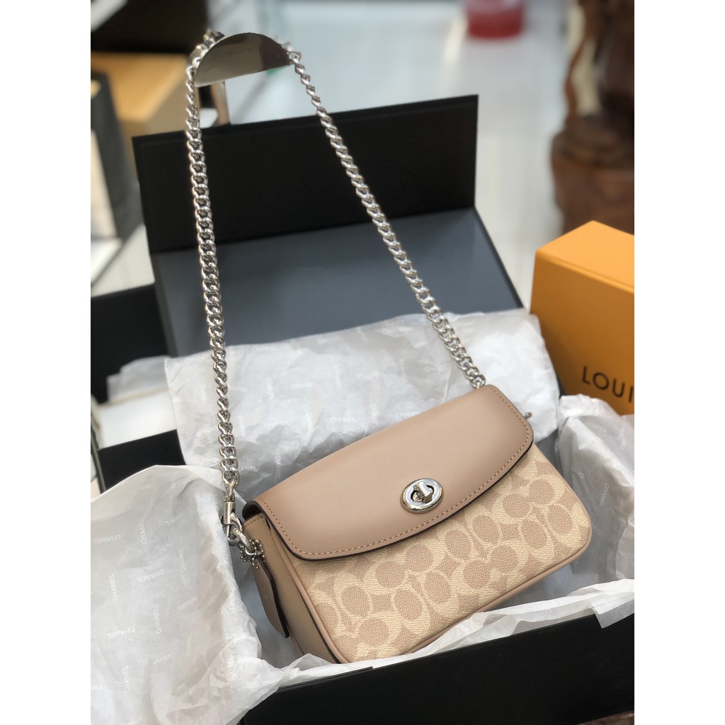 Túi Coach super sale nhiều ngăn size 20cm màu kem