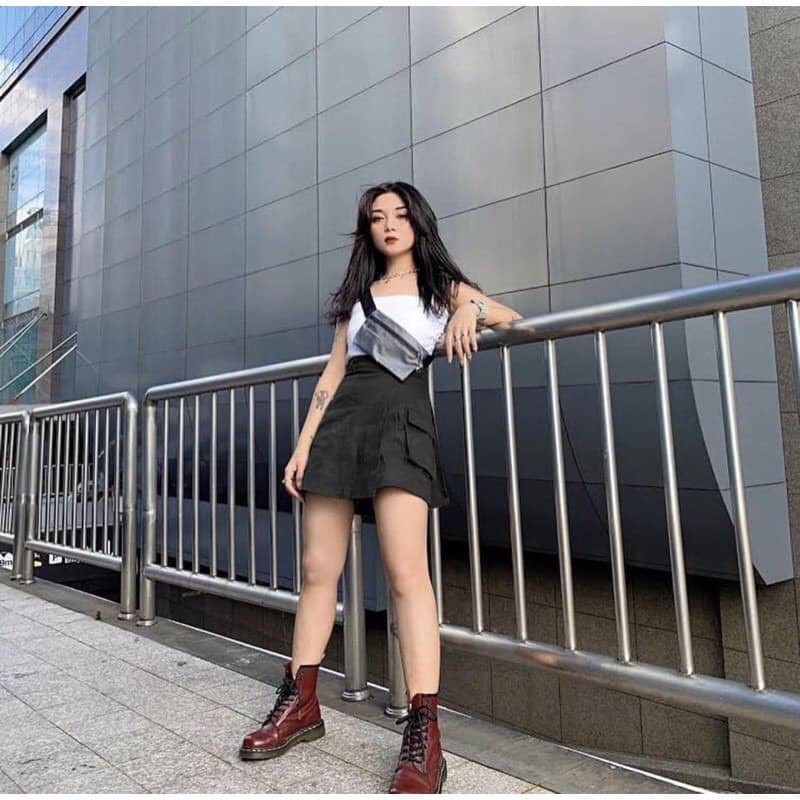Chân váy kaki túi hộp chữ a bút chì ulzzang xẻ tà AnDuShop | BigBuy360 - bigbuy360.vn