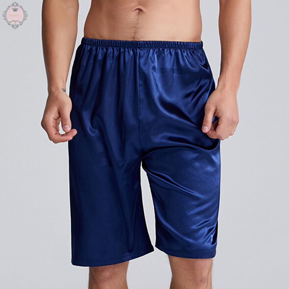 Quần short mặc ngủ kiểu quần boxer rộng rãi bằng vải lụa satin thoải mái cho nam