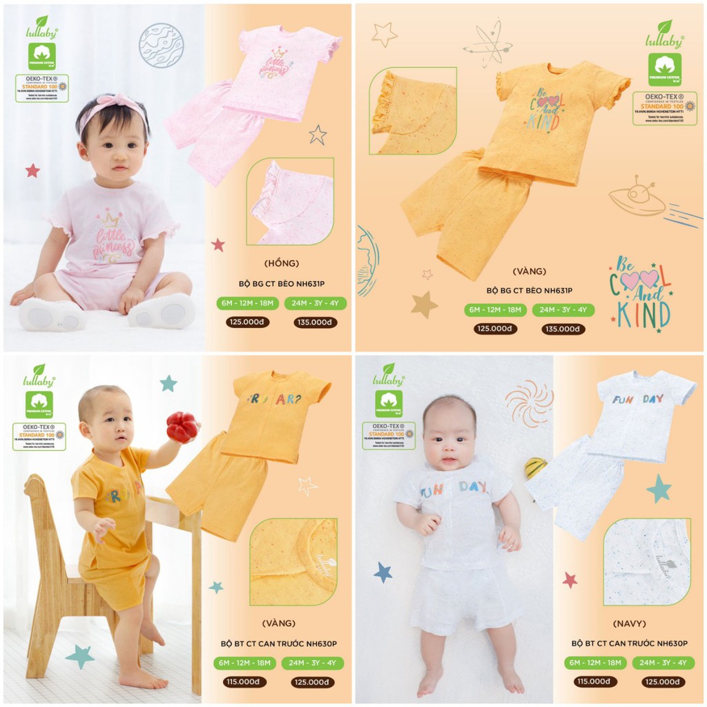 Bộ cộc tay Nuke cotton Lullaby (Nh630P-NH631P)