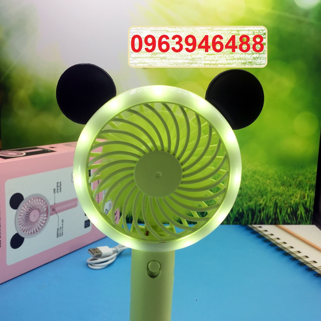 [Mã ELHA22 giảm 5% đơn 300K] Quạt Mini 3 Tốc Độ Gió, Có Đèn Led Chơi TikTok - Cực Dẹp - Tặng Kèm Pin Sạc