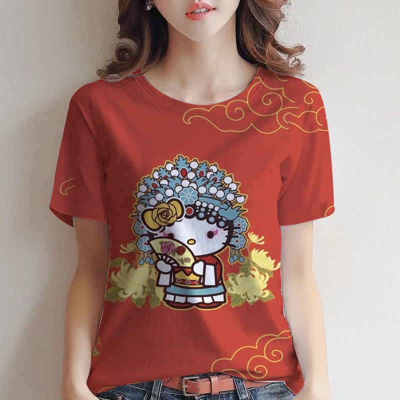 Áo Thun Nữ Tay Ngắn In Hình Hello Kitty Thời Trang