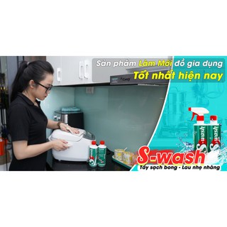 TẨY SIÊU TẨY ĐA NĂNG S_WASH Xịt là sạch tẩy dầu mỡ, cặn canxi, vết bẩn lâu ngày trên gạch đít xoong dung tích 400ml