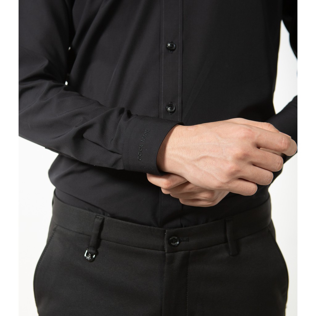 Áo sơ mi nam dài tay Bamboo Ex-Soft kháng khuẩn màu XANH/ĐEN thương hiệu Coolmate (Tặng 01 áo ba lỗ 100% Cotton trắng) | BigBuy360 - bigbuy360.vn