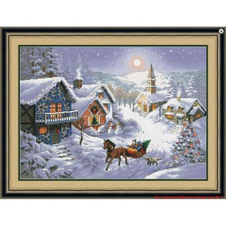 Tranh Thêu Chữ Thập Mùa Đông Tuyết Phủ RY1386 (KHÁCH TỰ THÊU) KT:64X49CM