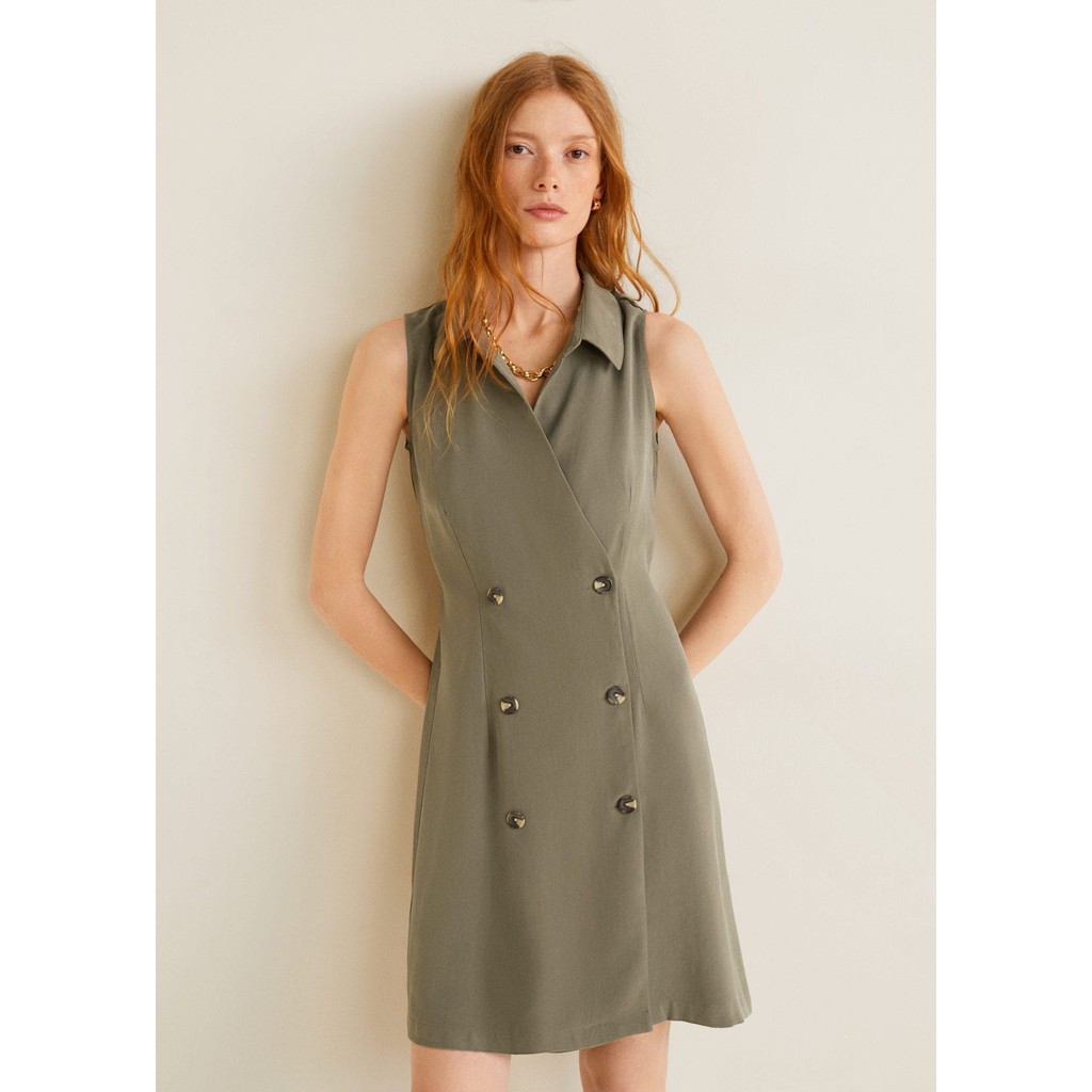 Đầm Nữ Mango Short Shirt Dress Khaki