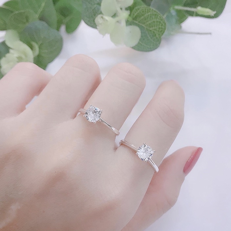 Nhẫn nữ bạc ta đá cao 6 trấu ôm đá , thân trơn - Vàng bạc Khải Khải