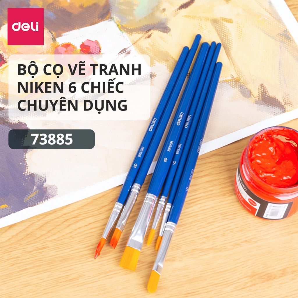 Bộ cọ vẽ chuyên nghiệp Deli - dùng cho màu nước/bột/sơn acrylic -Set 4/6 cây- 73885/73866/73867