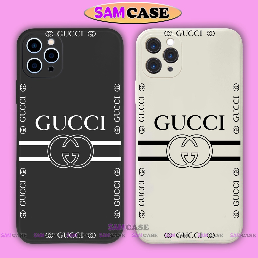Ốp lưng điện thoại iPhone Gucci cạnh viền vuông silicon dẻo bảo vệ cam ip 6/6s/7/8/X/XS/XR/11/12/13/14 Pro Plus Max