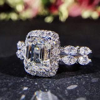 Temperament Square Diamond Ring Marriage Proposal Shaped Diamond Female Ring