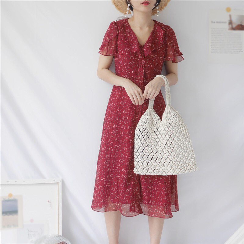 Túi lưới cá đeo vai đi biển - Macrame dây ngắn - size M