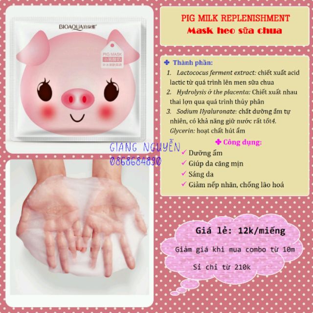 BIOAQUA - Mask heo sữa chua PIG MASK