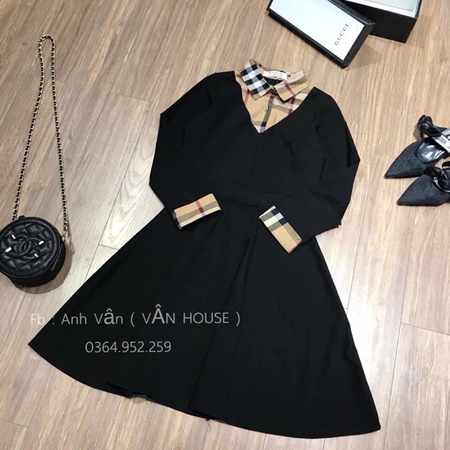 Đầm dáng xoè cổ sơ mi
