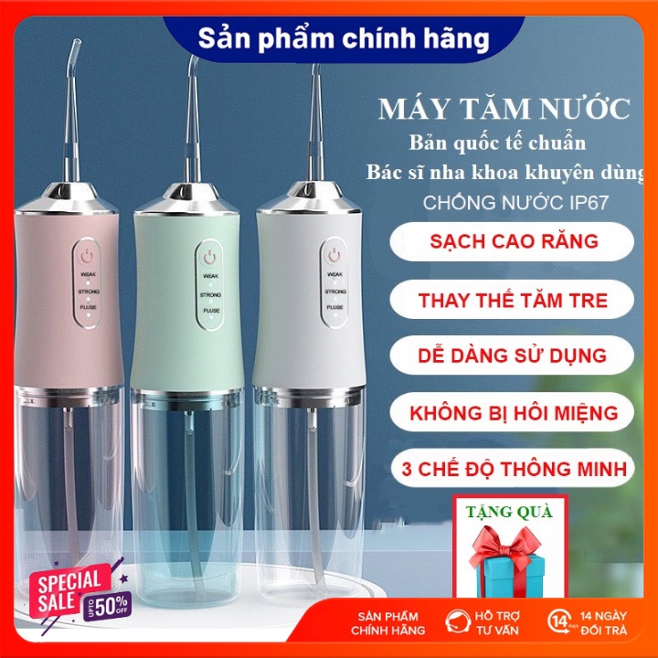 Máy tăm nước cầm tay Oral Irrigator -Tăm nước vệ sinh răng miệng cực sạch công nghệ Châu Âu - 3 chế độ xịt-BH 12 tháng