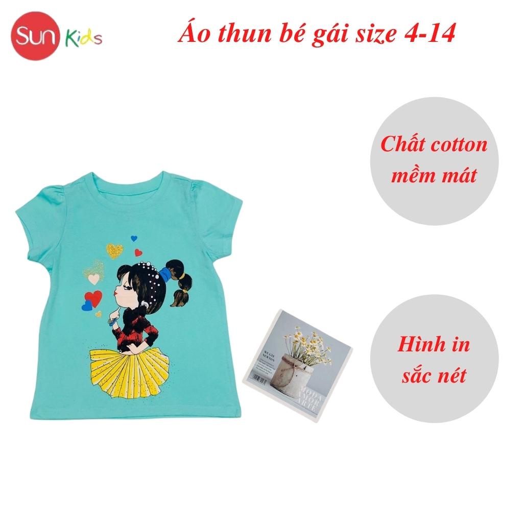 Áo thun cho bé gái, áo phông bé gái chất cotton mềm mát, size 4 - 14 tuổi - SUNKIDS