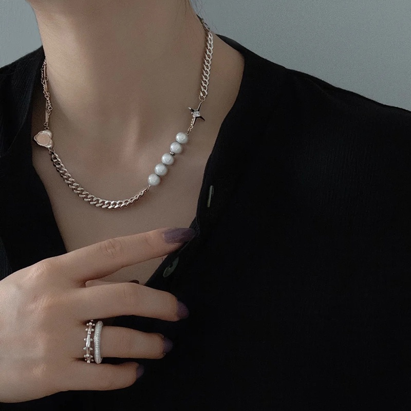 Vòng Cổ Choker Bằng Bạc Đính Ngọc Trai Thời Trang Cho Nữ