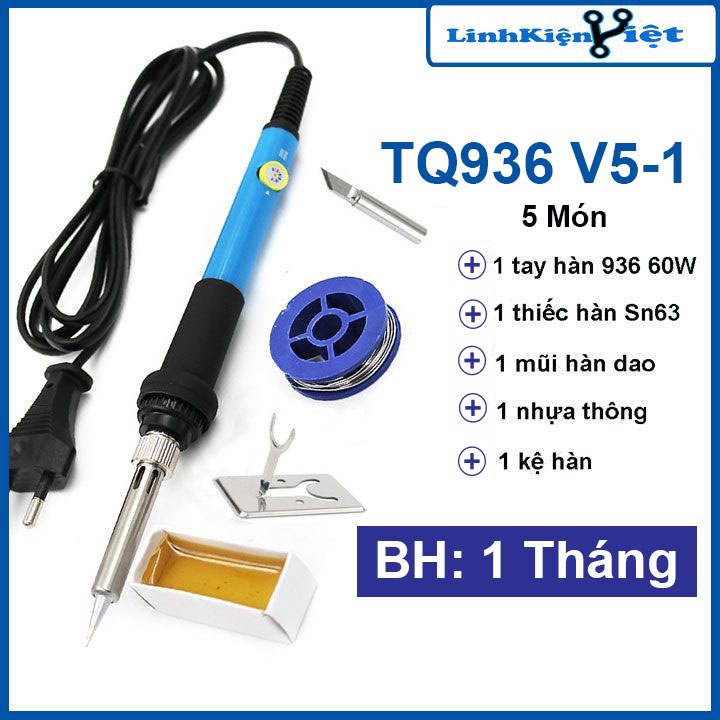 Combo mỏ hàn điều chỉnh nhiệt độ TQ936 + 1 thiếc hàn + 1 nhựa thông + 1 kệ hàn + 1 mũi hàn 900M T-K