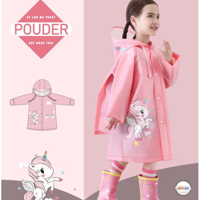 [ Khóa kéo + Nút bấm ] Áo mưa trẻ em cao cấp, phong cách Hàn Quốc, chất liệu EVA thân thiện cho bé