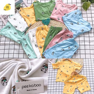 Bộ thun lạnh cộc tay, bộ 100% cotton co giãn 4 chiều PEEKABOO cho bé gái bé trai từ 5-18kg- Mon Kids