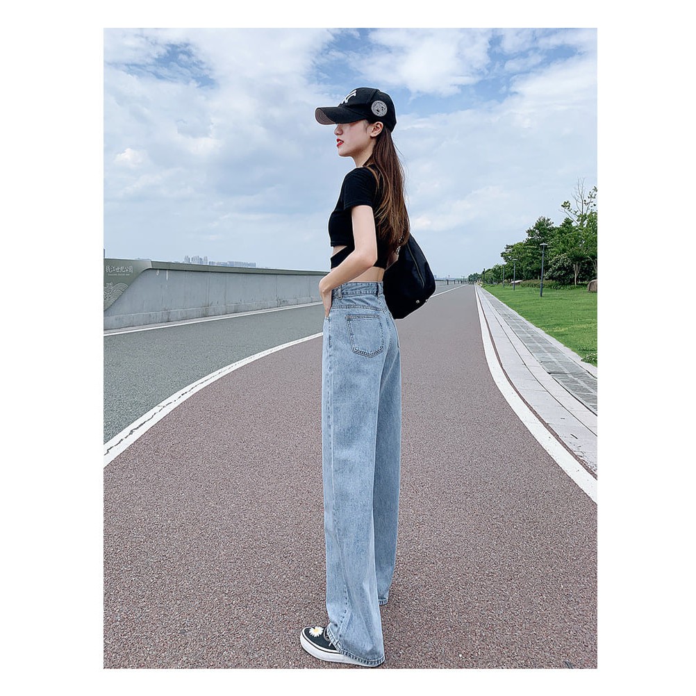 [Mã WAMT10K giảm 10K đơn 0K] Quần jean nữ ☘ quần bò ống rộng lưng cao Quảng châu cao cấp Trueha store + mã 17 | BigBuy360 - bigbuy360.vn
