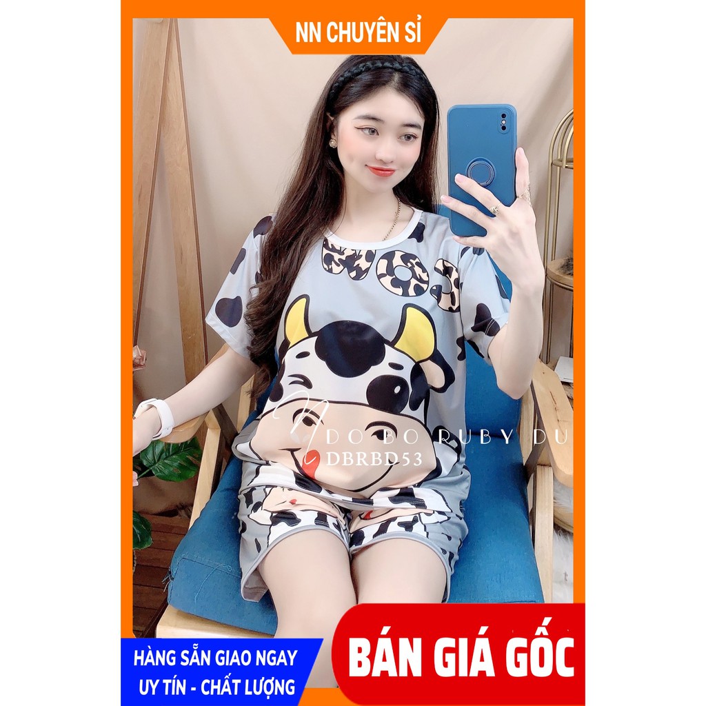 Bộ bò sữa cho bé và người lớn 5 ký đến 70 ký vải thun mềm mịn mát đồ ngủ mặc nhà bé gái bé trai DBRBD FULL SIZE