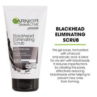 Sữa rửa mặt có hạt tẩy tế bào chết Garnier Blackhead Eliminating Scrub 150ml hàng xách tay Mỹ