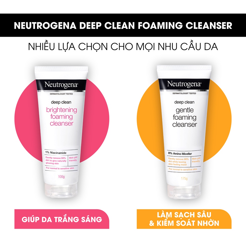 Sữa Rửa Mặt Neutrogena Làm Sạch Sâu & Kiểm Soát Nhờn - Deep Clean Foaming Cleanser