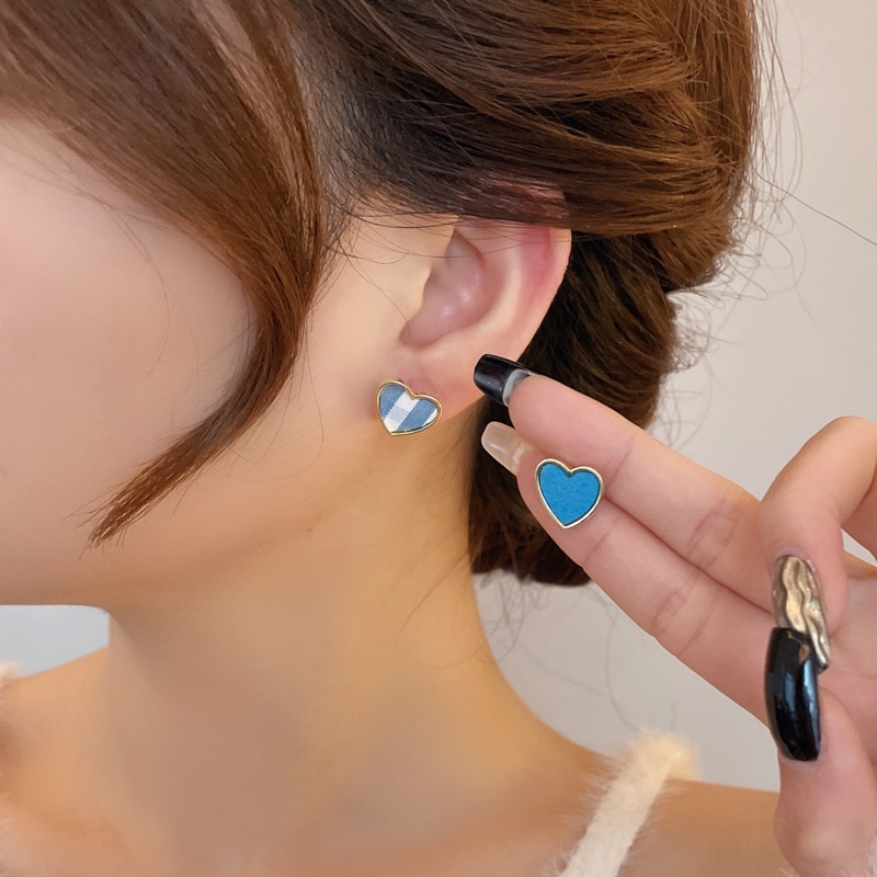 Bông Tai Hình Nơ Bằng Hợp Kim Đính Đá Xanh Dương Cỡ Lớn Thời Trang Cổ Điển