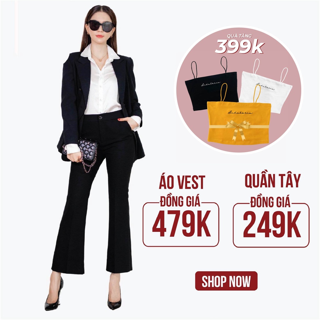 Áo Vest nữ dáng dài 2 khuy phong cách công sở VENUSSECRET