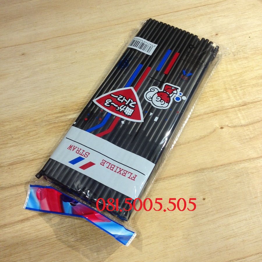 Túi 50 Ống hút Nghệ thuật xoắn phi 6 màu đen hoặc nhiều màu hàng xịn