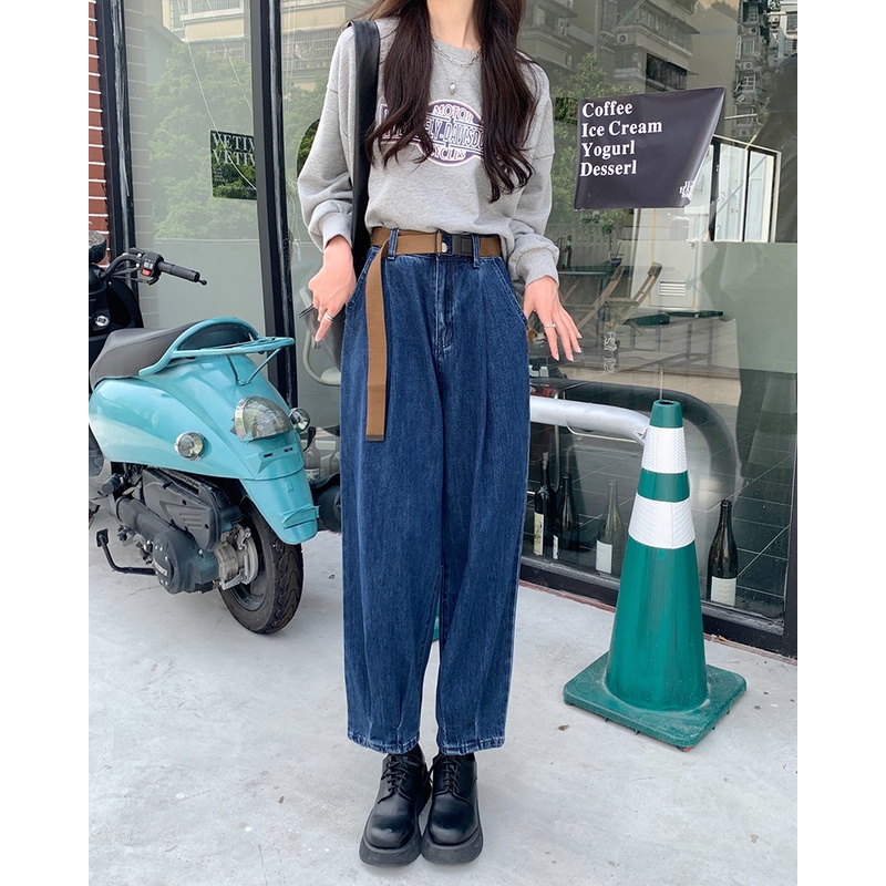 Quần Denim Lưng Cao Ống Đứng Phong Cách Mới 45434