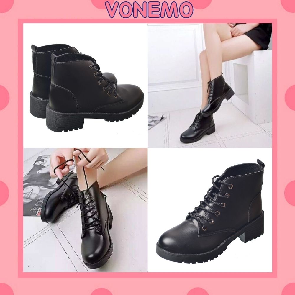 Giày Bốt/Boot Nữ Da Cao Cấp Đế 5p Buộc Dây BT2