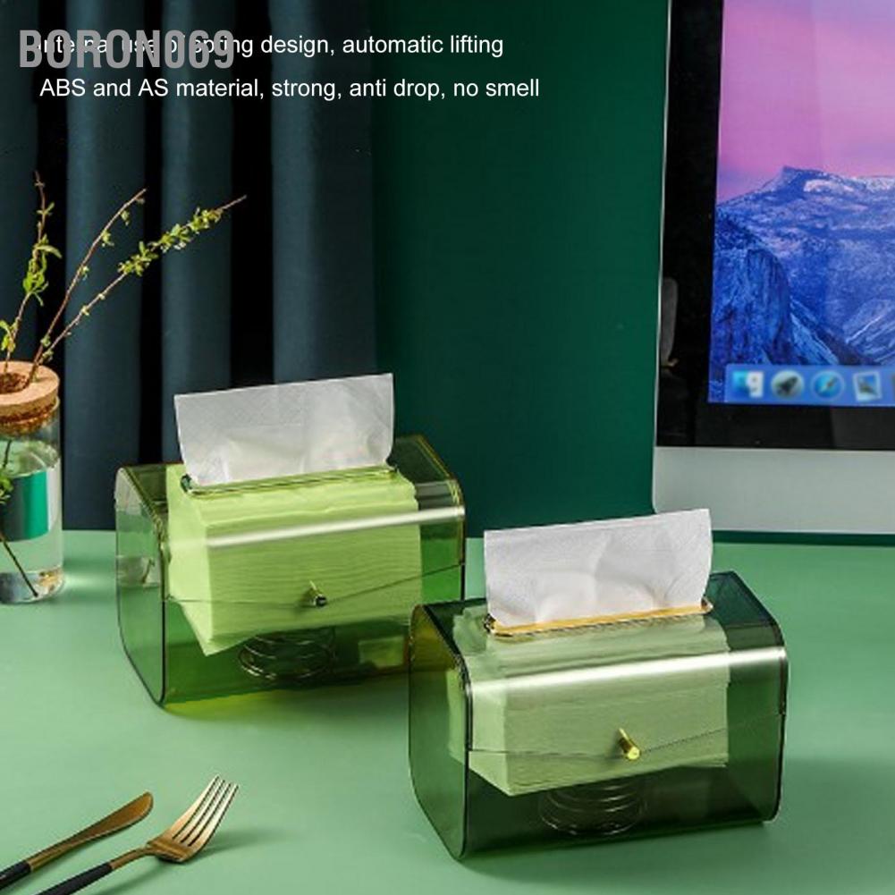 Hộp đựng khăn giấy có viền lò xo trong suốt mịn hơn Giá giữ mặt hình chữ nhật cho nhà bếp phòng ngủ tắm Boron069