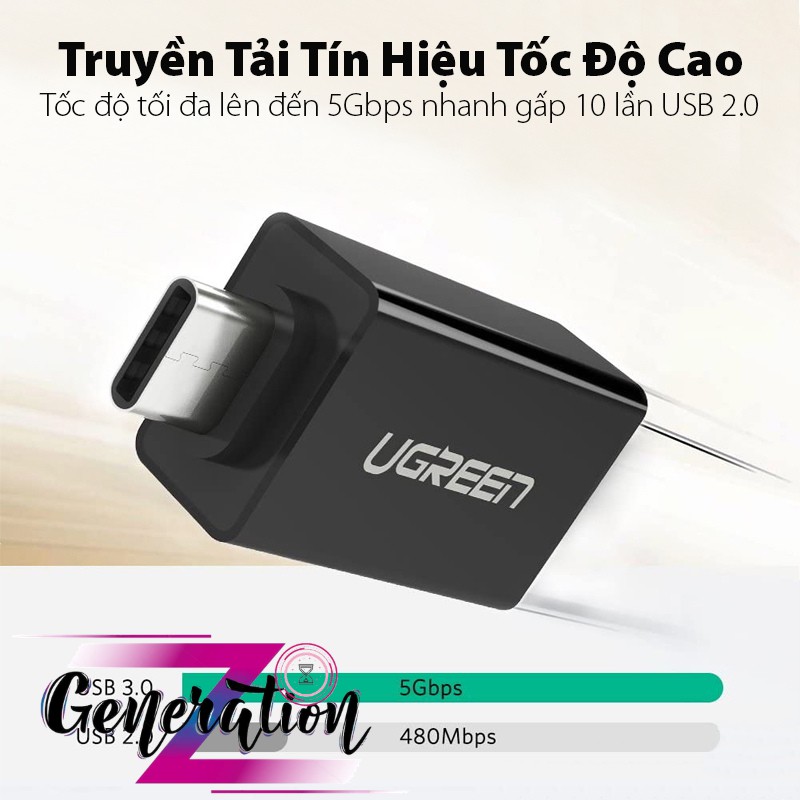 Đầu chuyển USB 3.0 ra USB Type-C Ugreen 20808