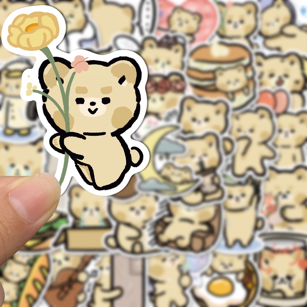 Bộ 40 Miếng Dán Trang Trí Laptop Hình Gấu Hoạt Hình Dễ Thương Chống Thấm Nước Không Lặp Lại
