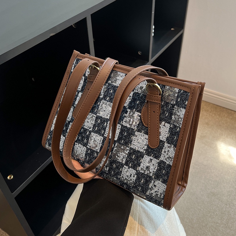 Túi Đeo Vai Bằng Vải canvas Hoa Văn Kẻ Ô Thời Trang Dành Cho Nữ