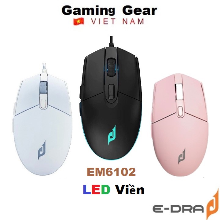 Chuột gaming Edra EM6102 Trắng | Đen LED 7 Màu