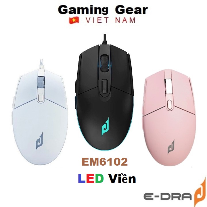 Chuột gaming E-dra EM6102 Trắng | Đen LED 7 Màu